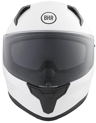 BHR Casco Integrale Moto con Doppia Visiera 831 ROCKET, Casco Moto Integrale Omologato ECE 22.06 con Schermo Parasole, Casco Uomo/Donna, Bianco, L