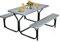 COSTWAY Bierzeltgarnitur, Picknicktisch & 2 Sitzbänke mit Metallrahmen, Campingtisch Set Festzeltgarnitur für Terrasse, Garten, Pool, 137 x 150 x 72 cm (Grau)
