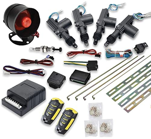 Riloer Car Remote Central Locking Kit, Universal Security Anti-Theft Alarm System Universal & 4 Doors Keyless Entry System