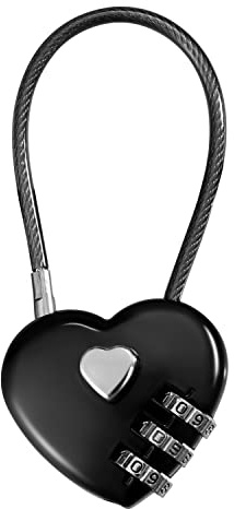 3 Stellig Vorhängeschloss Drahtseil Zahlenschloss Mini Kofferschloss Spindschloss Padlock Gepäckschloss für Spind, Reisen, Schule, Fitnessstudio(Schwarz)