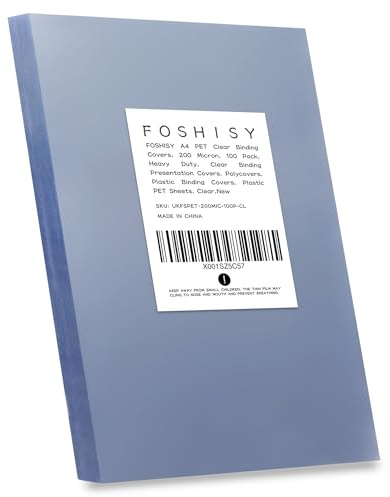 FOSHISY 100 Pack A4 Binding Covers,200 Micron,Ultra Clear Binding Presentation Covers,Heavy Duty,Transparent,Square Corners,Plastic PET Binding Cover Sheets for Office and School Supplies