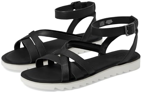 TOMS Women's Rory Flat Sandal, Black Leather/Suede, 5.5 UK