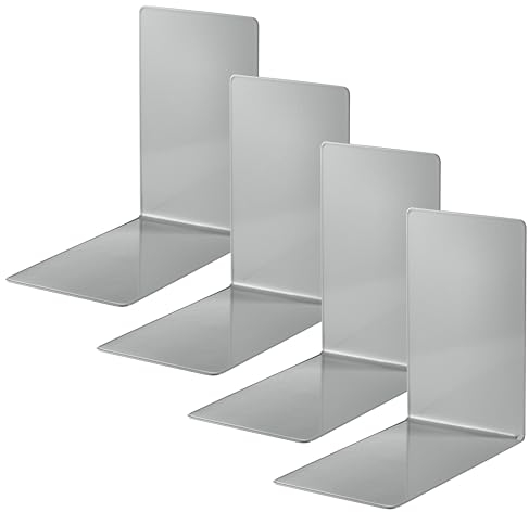 Alco Albert 4301-29-4 Fermalibri in Metallo, 4 Pezzi, Grigio, 14 x 8,5 Cm, per Scuola, Ufficio e Casa