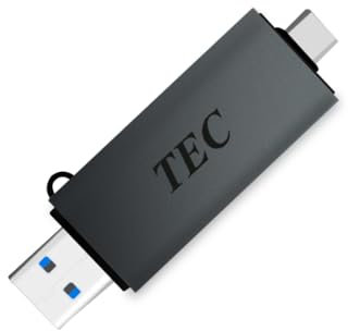 TEC Card Reader 2-in-1 USB C/USB 3.2 Micro SD and SD Memory Cards Reader Adapter with Dual USB Output. Compatible with iPhone 15 Pro Max, MacBook Pro, Chromebook, Galaxy - Ideal for Creatives