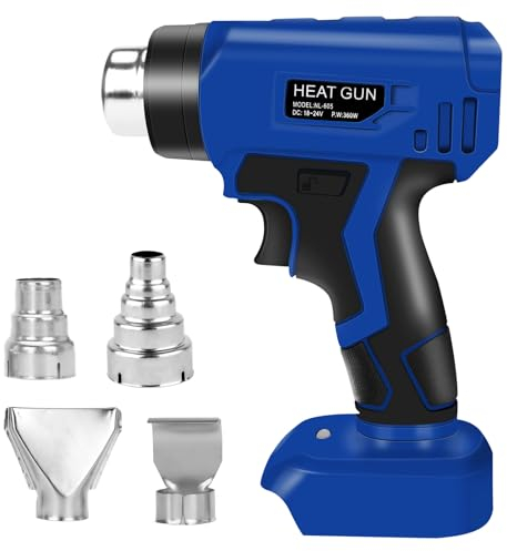Pistola de aire caliente inalámbrica compatible con batería Bosch B de 18 V, máx. 430 ℃ pistola de calor inalámbrica con 4 boquillas para pelar pintura, doblar tuberías, bricolaje (sin batería)