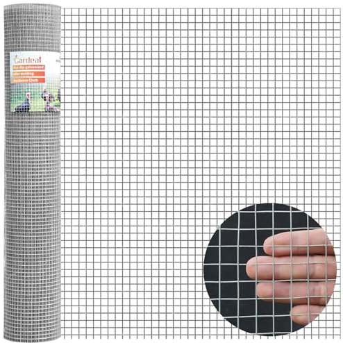 Gardeal 16in x 50ft 19 Gauge 1/2 Inch Hardware Cloth - Double Hot-Dipped Galvanized After Welding Steel Mesh - Duty Rust Proof Fencing for Gardens, Chicken Coops & Poultry Animal Netting Cage Screen