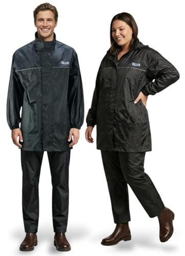 TLA Rain Combinaison Moto imperméable | Ensemble Moto étanche réfléchissant | Combinaison de Pluie 2 pièces Unisexe pour Moto, Scooter, Quad et vélo (XL)