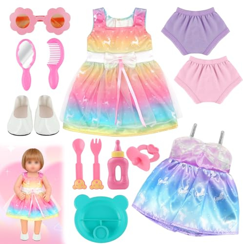 JTgugu Accesorios para muñecas para muñecas, conjunto de ropa, conjunto de accesorios, vestido de muñeca, vestido de muñeca, zapatos, botellas, chupete, gafas de sol, muñecas, accesorios, regalo para