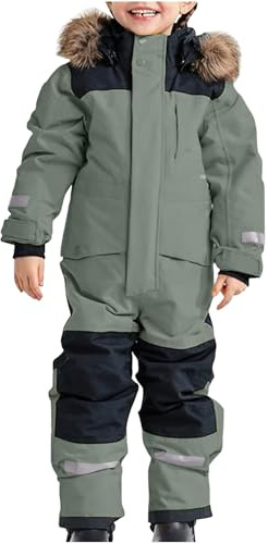 Elsa Keith 2025 Schneeanzug Kinder Jungen Skianzug Klassisch Einteilige Schneeanzug Thermo Skioverall Unisex Schneeoverall Winddicht Wasserdicht Winteranzug Outdoor Thermo Softshellanzug