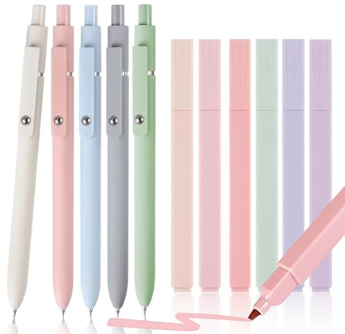 11 Stück Aesthetic Pens and Highlighters, 6 Stifte Aesthetic Bible Highlighter und 5 Schwarze Fineliner-Stiften, aesthetic Marker Stifte und Gelschreiber, Textmarker Pastell Set für Journal, Bibel