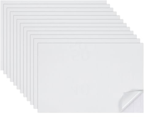 sourcing map Lot de 12 feuilles de papier peint autocollant en PVC pour maison de poupée, mini décoration murale pour maison de poupée, table de sable, accessoires de modèle 30 x 20 cm (blanc)