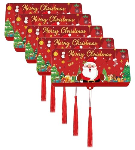 BDBFPAN Lot de 5 enveloppes de Noël pliables avec 10 emplacements pour cartes, cadeaux en argent - Convient pour les donateurs de cadeaux de Noël et les amateurs de bricolage