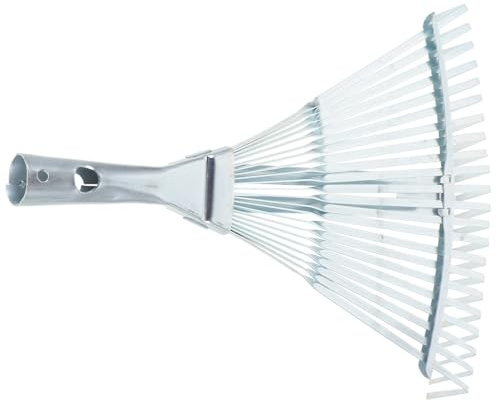 HIAKDOFT Cabezal de Rastrillo Metálico Ajustable 22 Dientes Rango 29-46 CM Acero Resistente para Jardinería Recogida de Hojas y Césped en Patio y Jardín Herramienta Manual Ligera y