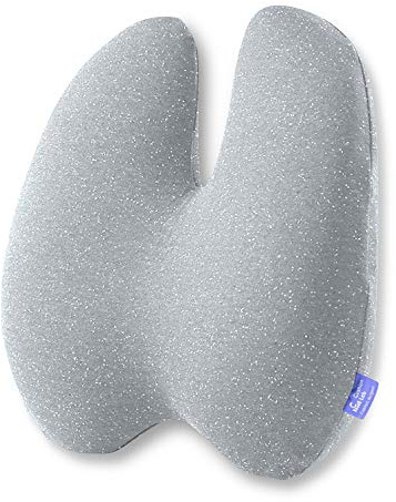 Cushion Lab Extra Dense Lumbar Pillow - Patented Ergonomic Multi-Region Firm Back Support for Lower Back Pain Relief - Lumbar Support Cushion w/Strap for Office Chair, Car, Sofa, Plane - Grey