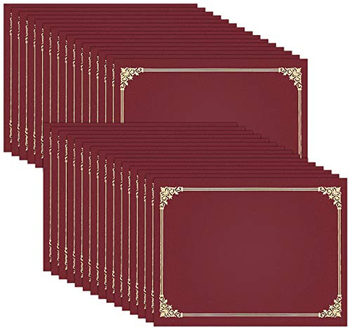 SUNEE Certificate Holders(Burgundy, 30 Packs), Diploma Covers Gold Foil Border, for Letter Size 8.5x11 Certificates, Cardstock, Document Papers