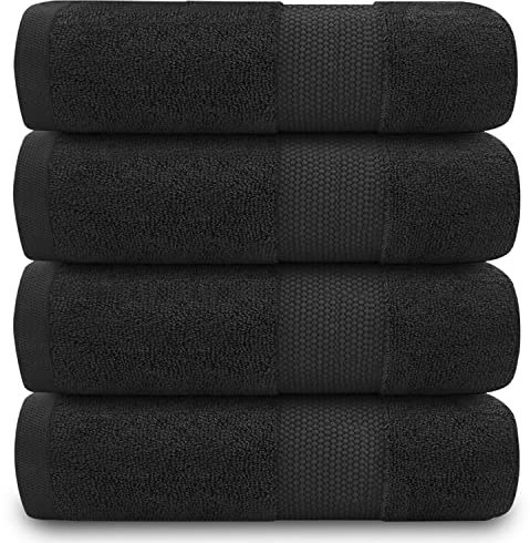 GC GAVENO CAVAILIA Handtücher für Badezimmer – 700 g/m² Handtücher Set von 4 – ägyptische Baumwolle – Handtücher in Hotelqualität – maschinenwaschbar – Schwarz – 50 x 85 cm