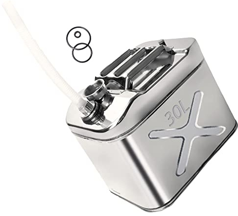 BUENATIENDA Bidón Gasolina 30 litros Grueso Bidón Depósito de Combustible 30 metálico fabricado en Acero Inoxidable 304 con Pico, Recipiente de 30L para Gasolina, Diesel, Aceite y Agua