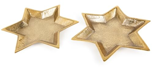 Logbuch-Verlag 2 goldfarbene Sterne Dekoschalen aus Metall Schale Schlüsselablage Deko Teller gold Weihnachtsdeko 21 x 21 cm