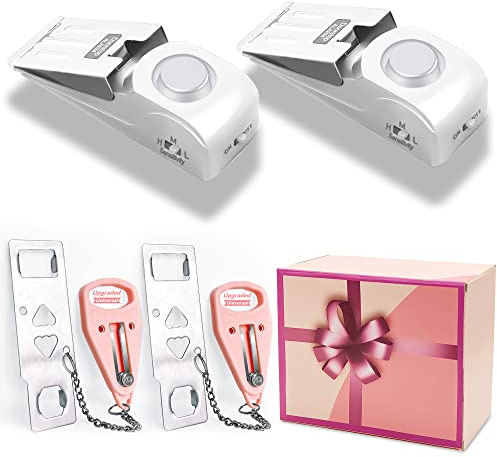 Lot de 4 verrous de porte portable pour la maison, le voyage, pour plus de sécurité et de protection, parfait pour les voyages, l'hôtel, la maison, un appartement, l'université, rose
