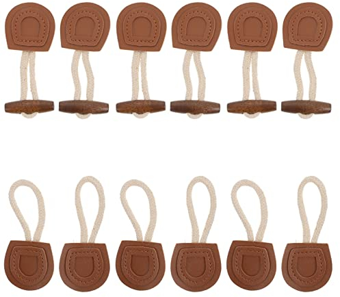 MAGICLULU 6 Paar Vintage Leder Horn Mantelknöpfe Leder Annähknebel Verschlussknopf Holzknebel Hornknopf Für Kleidung Mantel Jacke Pullover ()