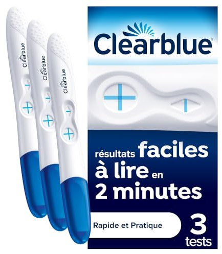 Clearblue Tests De Grossesse, Contient 3 Tests De Grossesse Pratique et Rapide (Pack de 2 Tests & 1 Test), Fiable à Plus De 99%, Détection Précoce de la Grossesse, L'Emballage peut varier