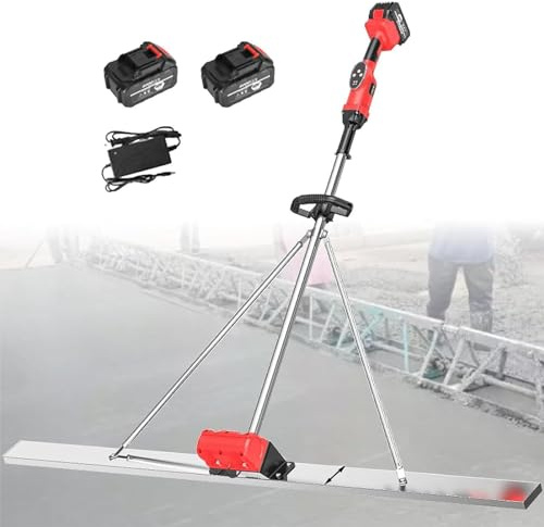 Kit Vibratorio de Regla de Hormigón Eléctrica, Regla de Nivelación de Superficie de Hormigón, Funciona con Batería, Regla alisadora de superficies de hormigón eléctrica inalámbrica ,1.5m-2Battery