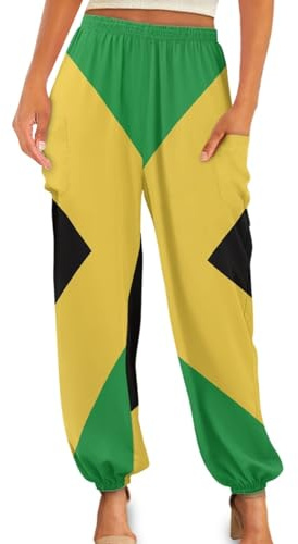 UNICEU Jamaica Flag Print Womens High Waisted Harem Yoga Pants Tai Chi Pants Long Baggy Bloomer Pants for Yoga Pilate Dance