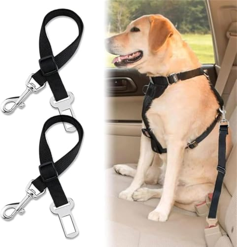 Pack of 2 Adjustable Dog Seatbelt Harness Strap – 70cm Durable Nylon Car Belts for Dogs with Secure Clip-On Design – Comfortable Pet Travel Gear, Easy to Install, Snug Fit for All Breeds and Sizes