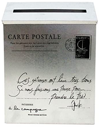 Buzón grande de metal galvanizado americano vintage | Buzón de pared con cerradura | para decoración del hogar rural | 23 x 6 x 30 cm - Gris