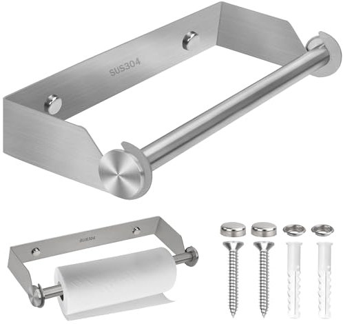 Portarotolo da Cucina da Parete in Acciaio Inox, Porta Rotolo da Cucina, 28cm Carta Asciugamano Porta da Parete Muro, per Cucina, Bagno, Lavanderia, Argento