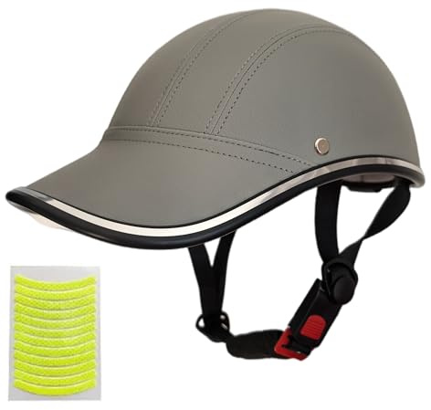 Bicycle Helmet for Adults Small/Large Bike Helmet for Women and Men Adjustable Safe Baseball Cap PU Sunshade 21.7-24.4 INCH Bike Cycling Helmets with 12PCs Reflective Sticker (Grey, Large)