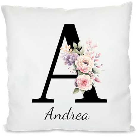 HD PRINT4YOU Kissen Personalisiert 40x40 cm – Kissen mit eigenem Namen und Buchstabe – Inkl. Füllung – HD Druck – Geschenkidee für Geburtstag, Familie, Partner, Haustiere