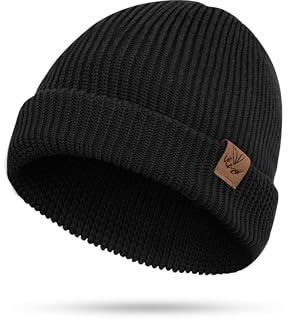 Vlazom Vintermössa för män och kvinnor, stretchig stickad mössa mössor unisex ullhatt mjuk och varm unisex fiskarhattar gåvor för par/män/kvinnor, Svart, one size