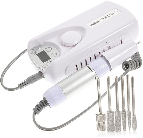 OATIPHO Kit De Lime à Ongles Et Perceuse Électrique Compacte Vitesse Réglable Usage Professionnel Et Domicile Couleur Blanche Ergonomique Sans Fil