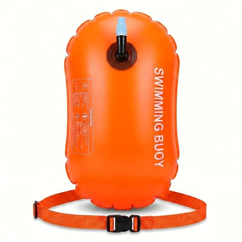 CNMTCCO Flotador de natación Adulto Premium, Estructura de Advertencia Muy Visible para máxima Seguridad Marina, Auxiliar PVC Resistente con cinturón Regulable para Snorkel y Entrenamiento acuático