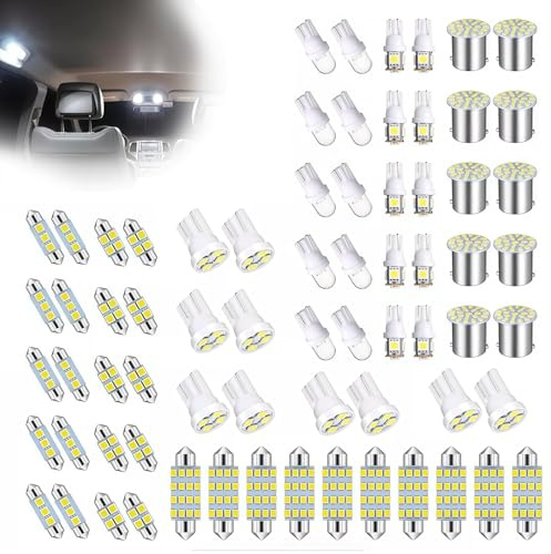 AMZAUTO LED Lights for Car 70 PCS Bright White Interior LED Bulbs Kit, T10 31mm 36mm 41mm Reading License Plate Light, Plug and Play for Car Interior Indoor Map Dome Side Marker Bulbs