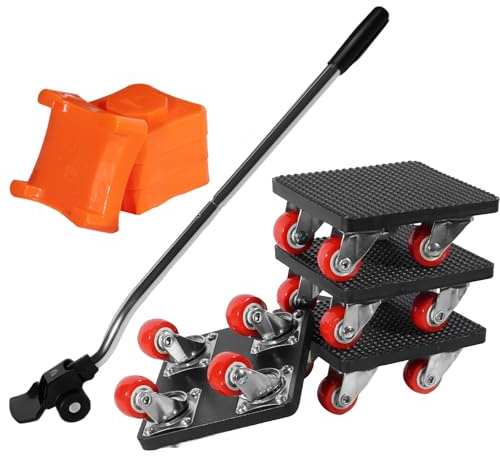 Lot De 9 Kit De Déplace Meuble, 1 Tige Extensible 62cm, 4 Blocs De Support Et 4 Roulettes Pour Meubles Lourd, Capacité De Charge De 500 Kg Pour Déplace Meuble Lourd Sans Effort, Roulettes 360°