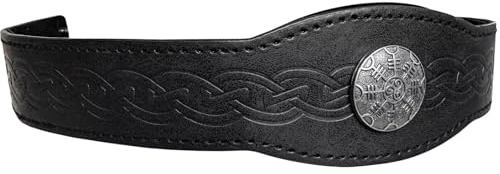 RUNRAYAY Serre-tête en cuir vintage, diadème médiéval, coiffe viking Renaissance, couronne de guerrier pour homme, noir.