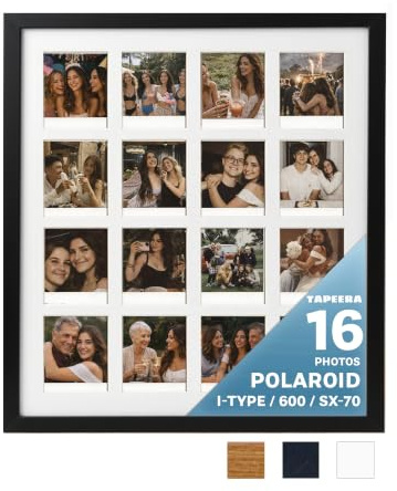 Tapeera Cornice Collage Foto in Legno per Parete Polaroid i-Type 600 – 16 Aperture Grande Cornice Collage – Non Compatibile con Fujifilm Instax Mini