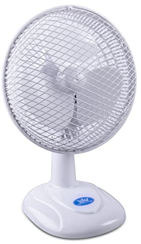 Prem-i-air Portable Electric Powerful Cooling Desk Fan with 2 Airflow Speed Settings, Adjustable Tilt and Quiet Operation For Use in Homes, Bedrooms and Offices White 6 Inch