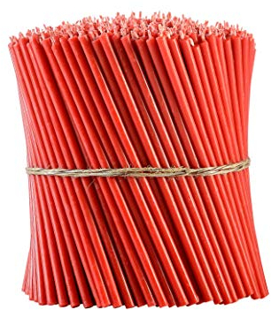 Danilovo Ritual Bienenwachs Kerzen (Rot) - Orthodoxe Kerzen für Gebet Tischdeko Hochzeit - Ungiftig, Ruß - Tropffrei, Lang, Nachhaltige Produkte, N60, Höhe: 20,5 cm, Ø 6,6 mm (100 stück)