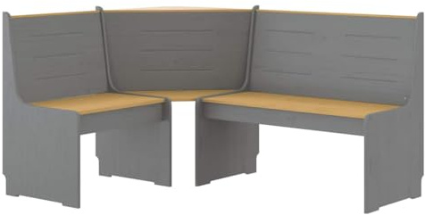 vidaXL Banco de Esquina, Banca con Respaldo, Asiento Esquinero, Mueble para Salón Comedor Hogar Jardín, Madera Maciza de Pino Marrón Gris