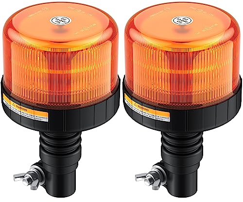 AUTOUTLET 2PCS Amber Rundumleuchte, 12 LEDs Warnleuchten 12-24V mit E9 Mark, IP56 Wasserdicht und 3 Beleuchtungsmodi, Warnlicht Frontblitzer Rundumkennleuchte Rotating Flash Beacon für KFZ Traktor usw