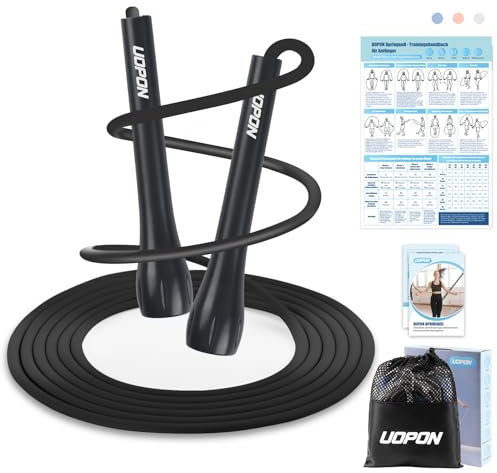 Corde à sauter de fitness pour adultes, corde à sauter professionnelle en PVC de 3 m, avec poster d'entraînement, poignée réglable en ABS antidérapant, corde à sauter de sport pour hommes, femmes,
