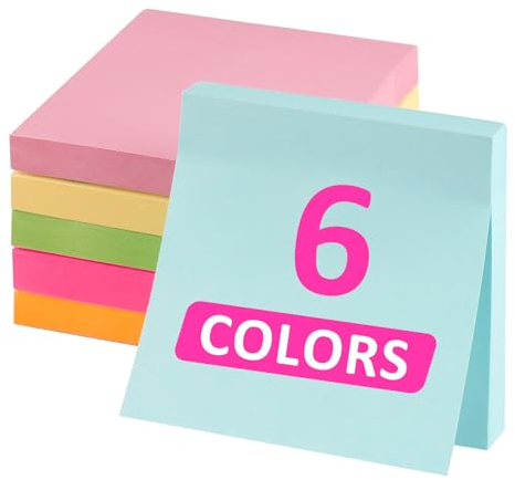 600 Blätter Haftnotizen, Pastell Sticky Notes, 76 x 76 mm Haftnotizen Klebezettel, Extra-Stark Klebende Notizzettel, Studium Must Haves Book Annotation To-Do-Listen Schule Zuhause, Büro Markieren