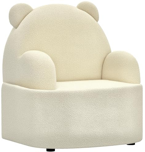 AIYAPLAY Kindersessel, Kindersofa mit weicher Teddyfleece, Bärenform, Kinderstuhl für Kinder ab 1,5 Jahre, Kinderzimmer, Spielzimmer, Beige