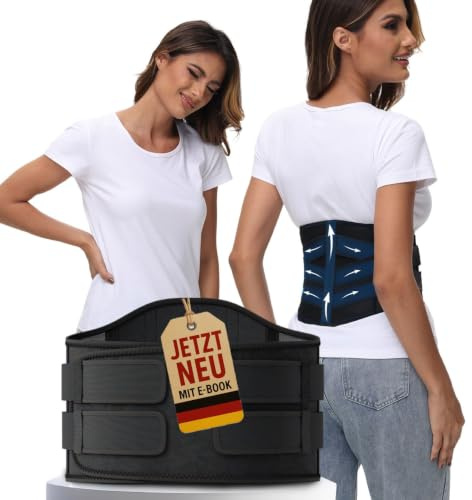 DONNER KRAFT Rückenstützgürtel Testsieger für Herren und Damen – Rückengurt Rückenschmerzen zur Unterstützung der Lendenwirbelsäule und Stabilisierung im Alltag + Ebook Leitfaden (S)