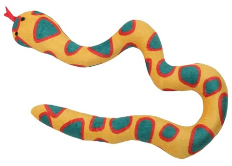 Acouto Jouet Serpent Interactif avec Herbe à Chat, Jouet à Mâcher en Peluche pour Chats, Aide à la Dentition pour d'intérieur, Jeu Engageant pour Chatons et Adultes (Orange)