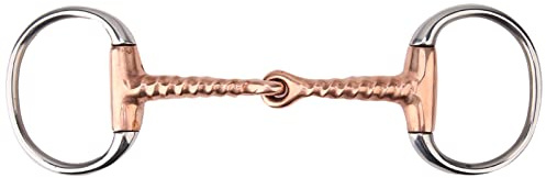 yiMANtrading Morso a Bocca d'uovo in Acciaio Inox con cavatappi in Rame, morso a Staffa con Anello a D per l'equitazione, Nessuna Pressione sul Palato, Ottimo Supporto Laterale