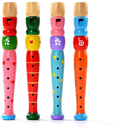 Flauto in legno colorato, strumento musicale per l'apprendimento precoce, musica educativa, giocattolo sonoro, flauto a blocco di legno, flauto